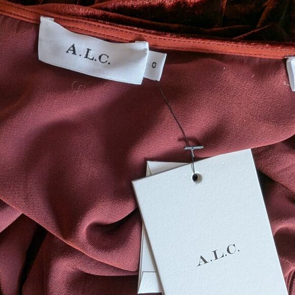 New A.L.C. Mini Dress As Seen On Taylor Swift Velvet Wrap Long Sleeves Size 0 - Picture 3 of 10
